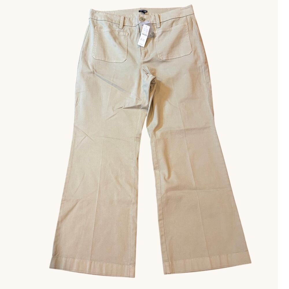 J. CREW Women's Charley Kickout Crop Chino Pants 29 Beige High Rise Flare NWT